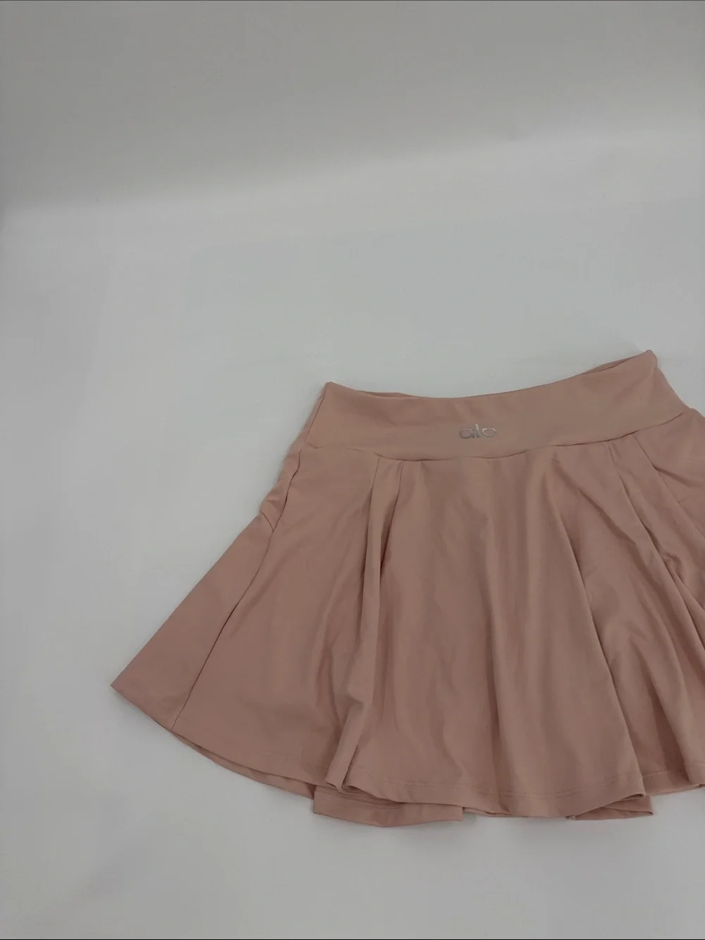ALO Yoga Rose Taupe Circle Skirt with Matching Sports Bra